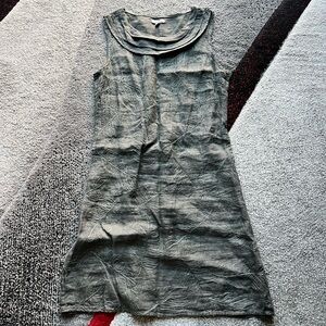 Lina Tomei Green Embroidered Linen Shift Dress